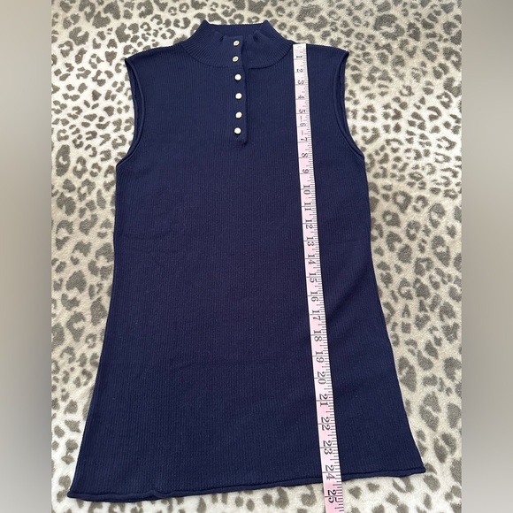Frame Denim Mock / Turtle Neck Ribbed Sleeveless Top in Navy Blue Size XS - Picture 10 of 17